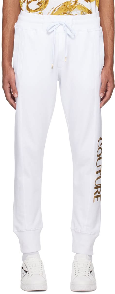 versace white sweatpants|Versace denim pants.